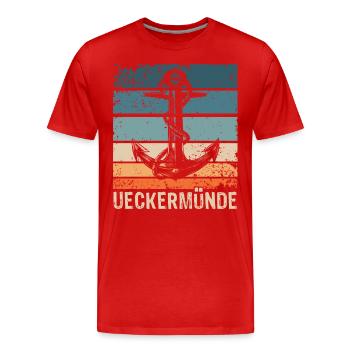 Ueckermünde Sprüche - Männer Premium Bio T-Shirt - Rot - Vorne - Damien (186cm)