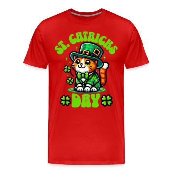 St. Patricks Day Katze - Männer Premium Bio T-Shirt - Rot - Vorne - Damien (186cm)