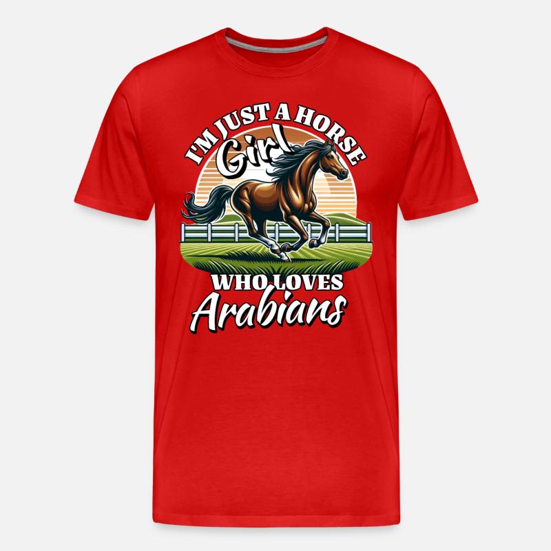 Araber Pferde Mädchen - Männer Premium Bio T-Shirt - Rot