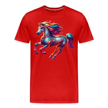 Cheval pur-sang - T-shirt bio Premium Homme - rouge - Devant - Damien (186cm)
