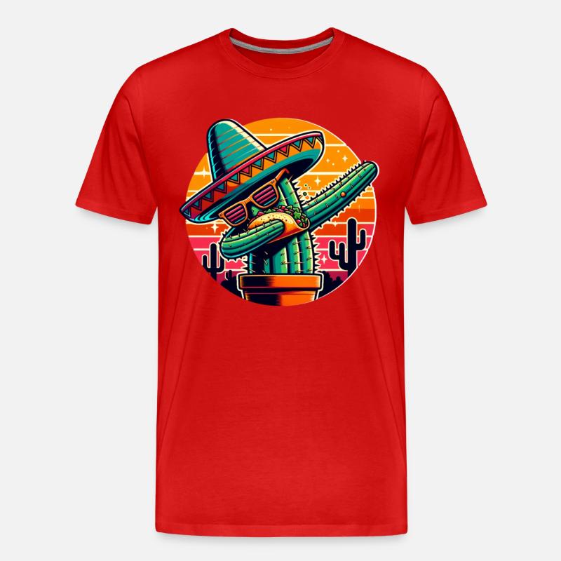 Dabbender Kaktus - Männer Premium Bio T-Shirt - Rot