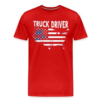Truck Driver - Men's Premium Organic T-Shirt - red - Front - Damien (186cm)