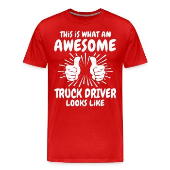Truck Driver - Men's Premium Organic T-Shirt - red - Front - Damien (186cm)