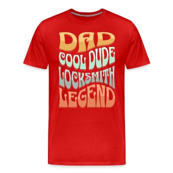 Dad Locksmith - Men's Premium Organic T-Shirt - red - Front - Damien (186cm)