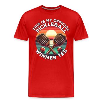 Pickleball Player - Men's Premium Organic T-Shirt - red - Front - Damien (186cm)