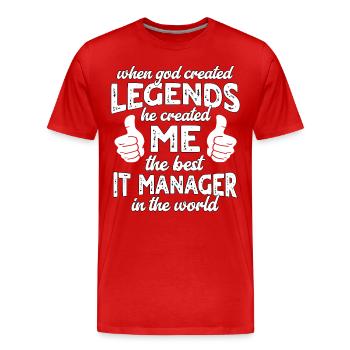 Légende du meilleur responsable informatique - T-shirt bio Premium Homme - rouge - Devant - Damien (186cm)