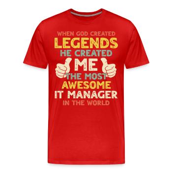 Responsable informatique - T-shirt bio Premium Homme - rouge - Devant - Damien (186cm)