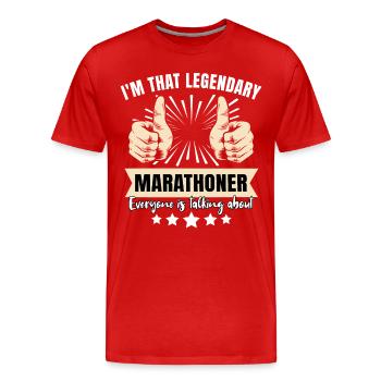 Marathonien légendaire - T-shirt bio Premium Homme - rouge - Devant - Damien (186cm)