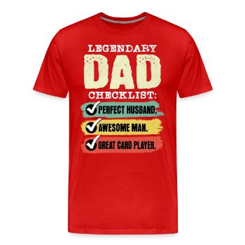 Papa Kartenspieler Vatertag - Männer Premium Bio T-Shirt - Rot - Vorne - Damien (186cm)