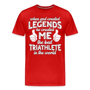 Bester Triathlet Legende - Männer Premium Bio T-Shirt - Rot - Vorne - Damien (186cm)