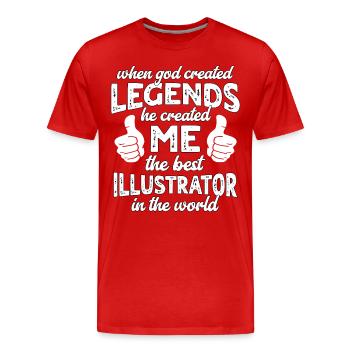 Légende du meilleur illustrateur - T-shirt bio Premium Homme - rouge - Devant - Damien (186cm)