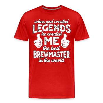 Légende du meilleur maître brasseur - T-shirt bio Premium Homme - rouge - Devant - Damien (186cm)