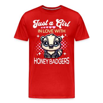 Honigdachs Mädchen - Männer Premium Bio T-Shirt - Rot - Vorne - Damien (186cm)