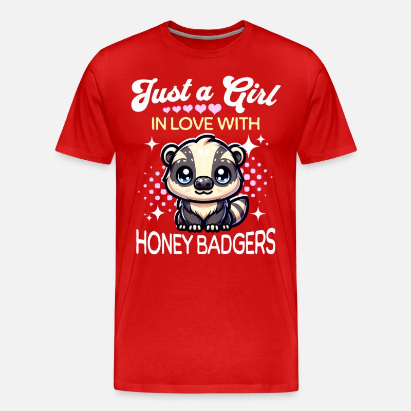 Honigdachs Mädchen - Männer Premium Bio T-Shirt - Rot