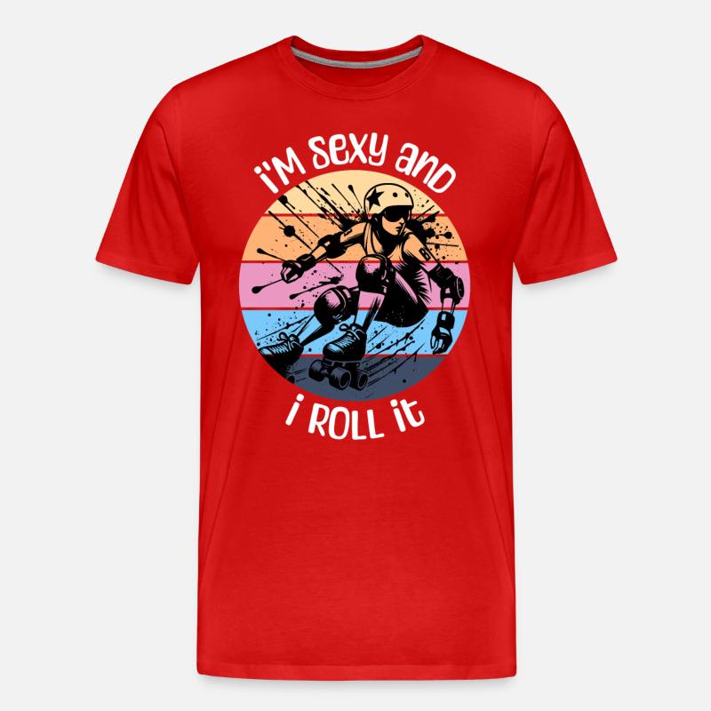 Roller Derby Sprüche - Männer Premium Bio T-Shirt - Rot