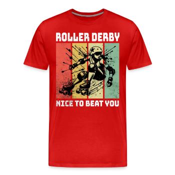 Dictons sur le roller derby - T-shirt bio Premium Homme - rouge - Devant - Damien (186cm)