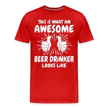 Beer drinkers - Men's Premium Organic T-Shirt - red - Front - Damien (186cm)