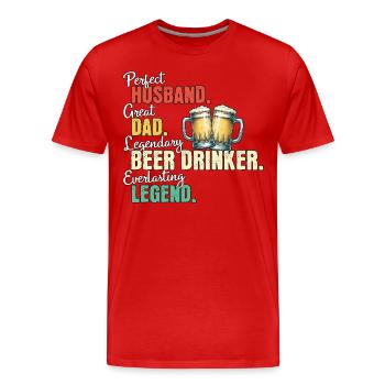 Papa buveur de bière - T-shirt bio Premium Homme - rouge - Devant - Damien (186cm)