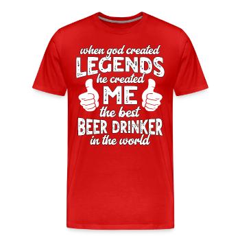 Légende du meilleur buveur de bière - T-shirt bio Premium Homme - rouge - Devant - Damien (186cm)