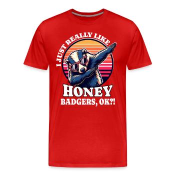 Ich Liebe Honigdachs Spruch - Männer Premium Bio T-Shirt - Rot - Vorne - Damien (186cm)