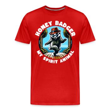 Lustige Honigdachs Sprüche - Männer Premium Bio T-Shirt - Rot - Vorne - Damien (186cm)
