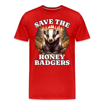 Save Honigdachs - Männer Premium Bio T-Shirt - Rot - Vorne - Damien (186cm)
