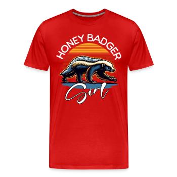 Honey Badger Girl - Men's Premium Organic T-Shirt - red - Front - Damien (186cm)
