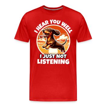 Dictons sur le teckel - T-shirt bio Premium Homme - rouge - Devant - Damien (186cm)