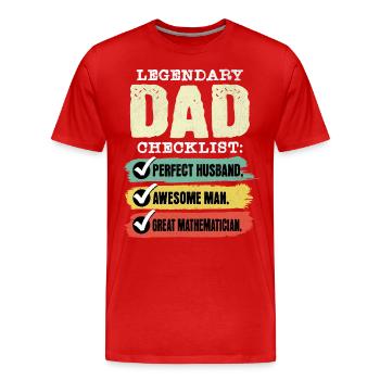 Papa mathématicien Fête des pères - T-shirt bio Premium Homme - rouge - Devant - Damien (186cm)