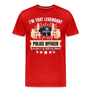 Policier légendaire - T-shirt bio Premium Homme - rouge - Devant - Damien (186cm)