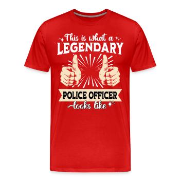 Policier légendaire - T-shirt bio Premium Homme - rouge - Devant - Damien (186cm)