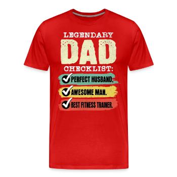 Papa Fitnesstrainer Vatertag - Männer Premium Bio T-Shirt - Rot - Vorne - Damien (186cm)