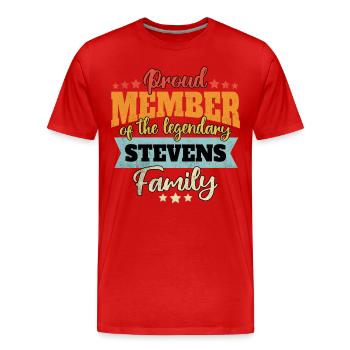Name Stevens - Männer Premium Bio T-Shirt - Rot - Vorne - Damien (186cm)