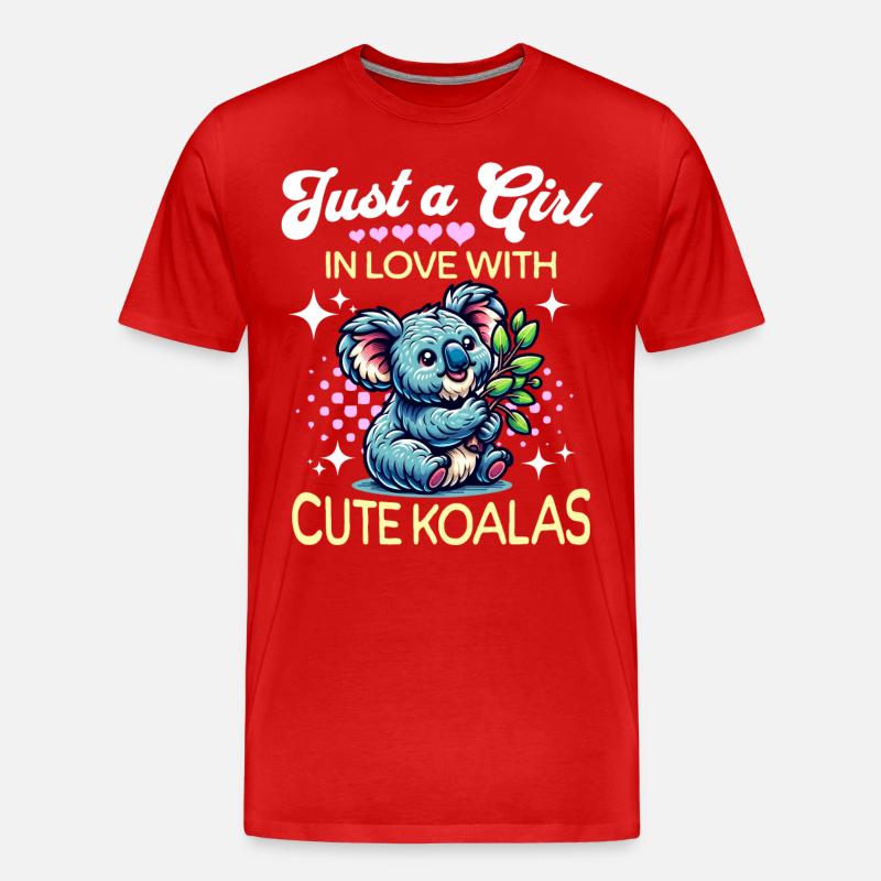 Koala Mädchen - Männer Premium Bio T-Shirt - Rot