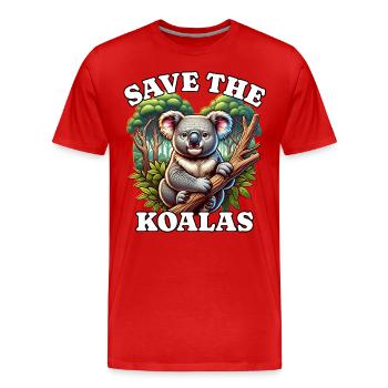 Save Koala - Men's Premium Organic T-Shirt - red - Front - Damien (186cm)