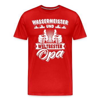 Maître de l’eau Grand-père - T-shirt bio Premium Homme - rouge - Devant - Damien (186cm)