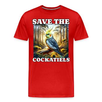 Sauver Cockatiel - T-shirt bio Premium Homme - rouge - Devant - Damien (186cm)