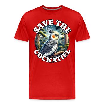 Save Cockatiel - Men's Premium Organic T-Shirt - red - Front - Damien (186cm)