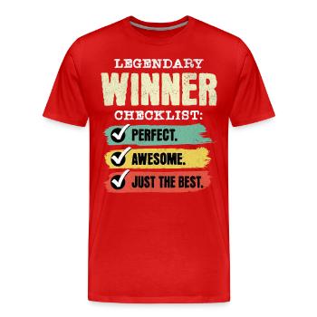 Gewinner Winner - Männer Premium Bio T-Shirt - Rot - Vorne - Damien (186cm)