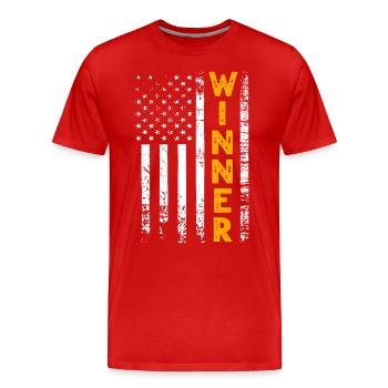 Gewinner Winner - Männer Premium Bio T-Shirt - Rot - Vorne - Damien (186cm)