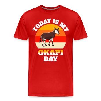 Forest Giraffe Okapi - Men's Premium Organic T-Shirt - red - Front - Damien (186cm)