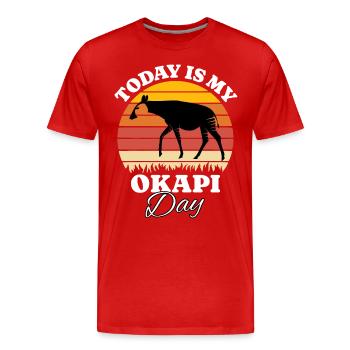 Forest Giraffe Okapi - Men's Premium Organic T-Shirt - red - Front - Damien (186cm)