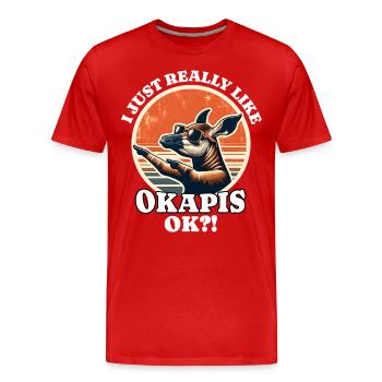 I love okapis - Men's Premium Organic T-Shirt - red - Front - Damien (186cm)