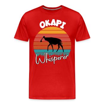 Okapi Whisperer - Men's Premium Organic T-Shirt - red - Front - Damien (186cm)