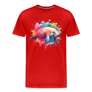 Dugong Seekuh - Männer Premium Bio T-Shirt - Rot - Vorne - Damien (186cm)