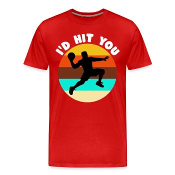 Dictons de ballon chasseur - T-shirt bio Premium Homme - rouge - Devant - Damien (186cm)