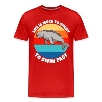 Seekuh Sprüche - Männer Premium Bio T-Shirt - Rot - Vorne - Damien (186cm)