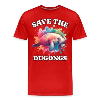 Save Manatee - Men's Premium Organic T-Shirt - red - Front - Damien (186cm)