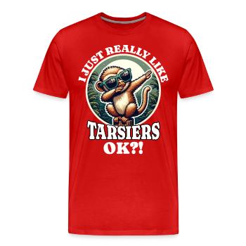 Ich Liebe Koboldmaki Spruch - Männer Premium Bio T-Shirt - Rot - Vorne - Damien (186cm)