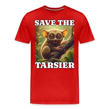 Save tarsier - Men's Premium Organic T-Shirt - red - Front - Damien (186cm)